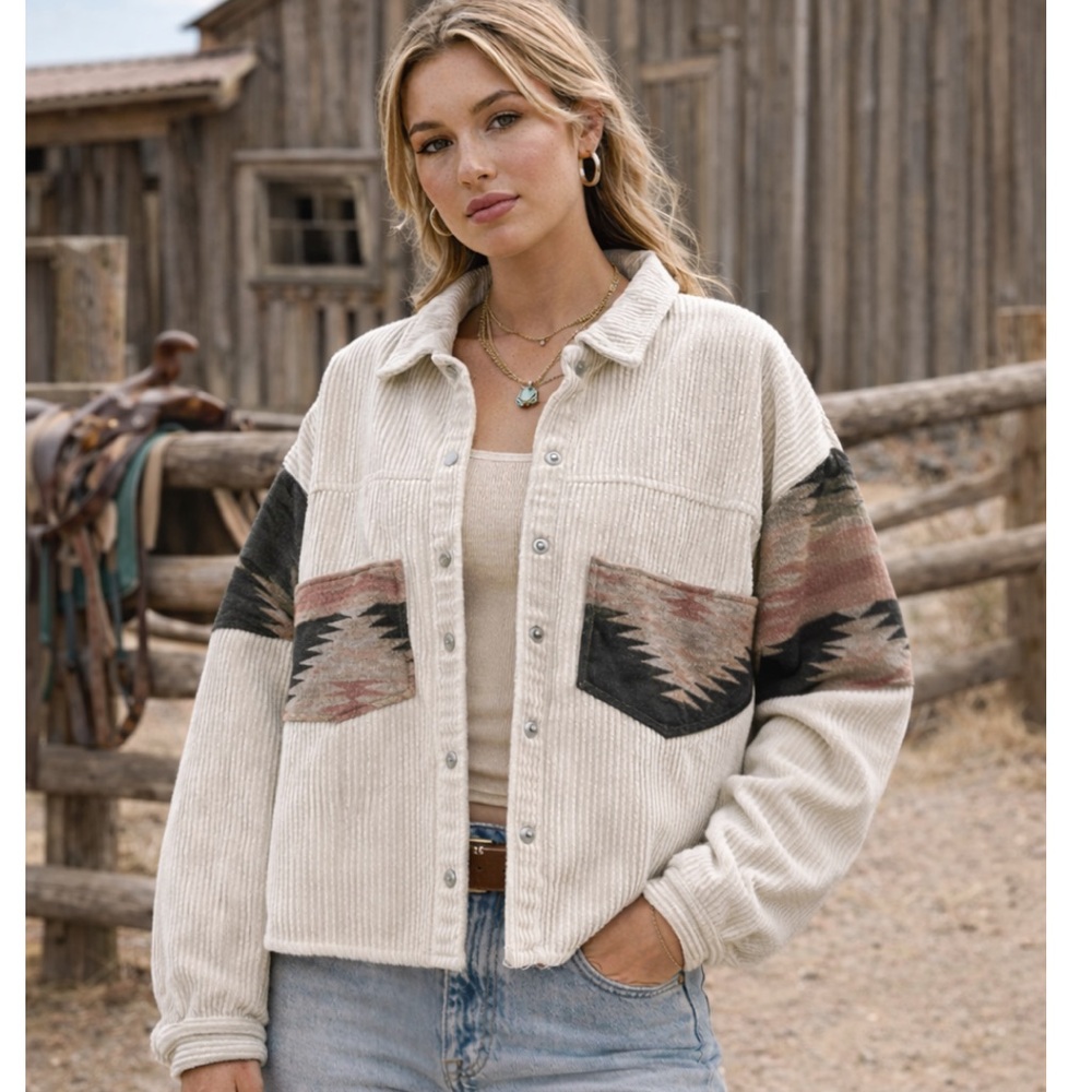 Southwestern Pattern Corduroy Jacket - Picture 9 of 9